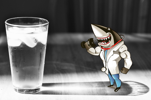 How much water to drink Ironsnack shark glass of water